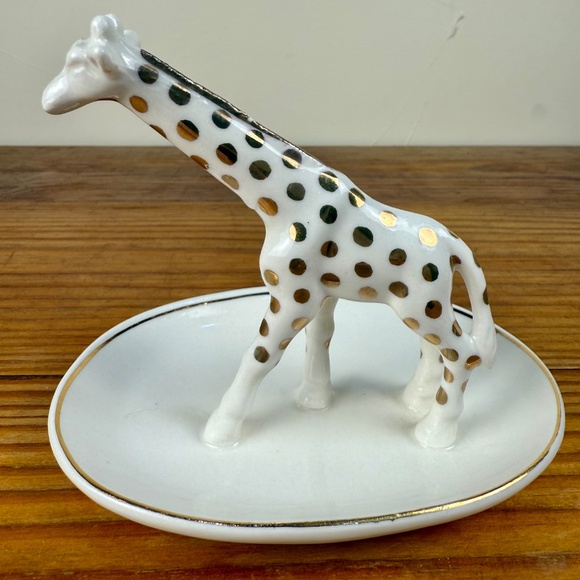 Anthropologie Giraffe Ring Dish | Gold Polka Dots | Trinket Holder - Picture 7 of 15